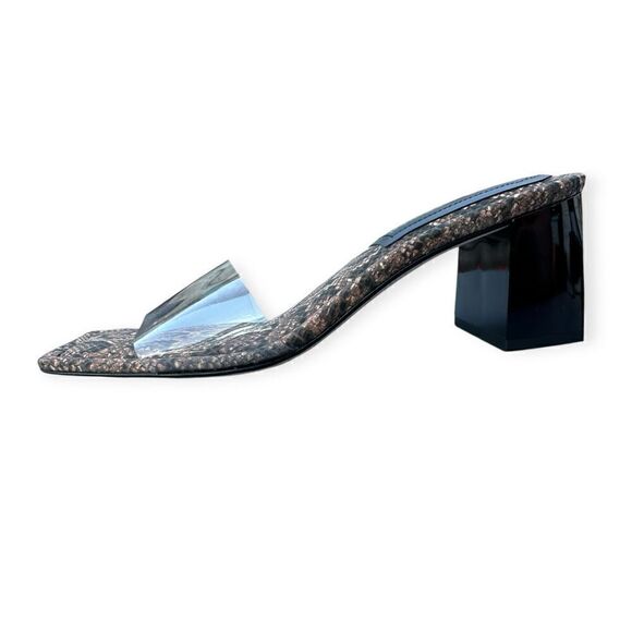 NWT Good American GA119K-X desertsnake001 slip on heeled sandals slides size 7.5 - Picture 2 of 14